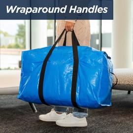 PackRite 8 Pack Heavy Duty Extra Large Moving Bags with handles, The Ultimate Bag, Double Zipper, ID Tag, Moving, Storage, Sports, Travelling, Spacious and versatile (8)