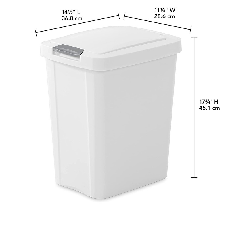 Sterilite 10439004 7.5 Gallon Black Plastic TouchTop Wastebasket