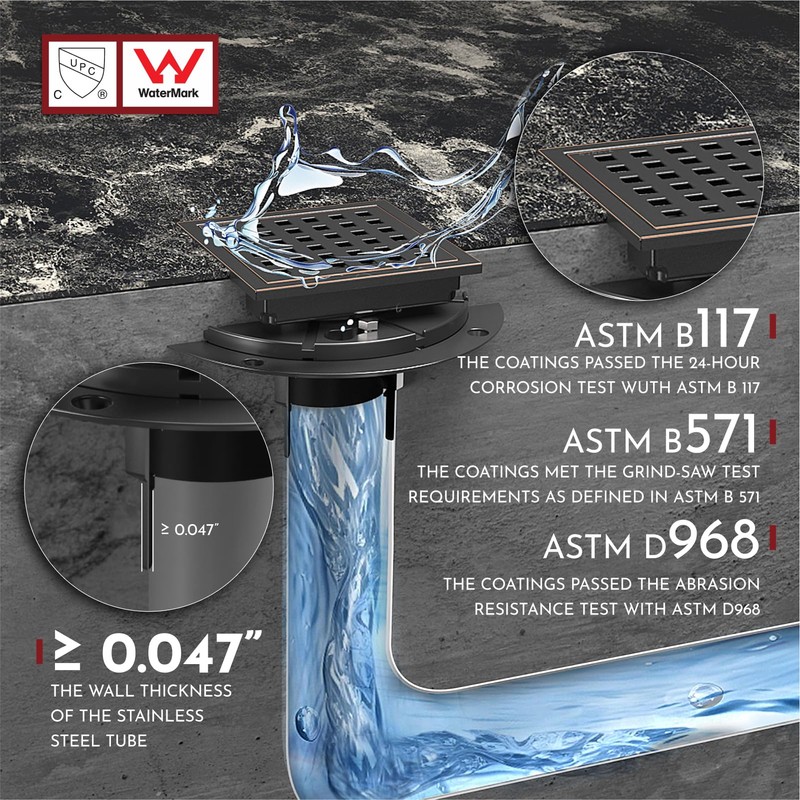 WEBANG 4 Inch Square Shower Floor Drain with Flange,Quadrato Pattern