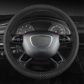 CHUSYYRAY 15" Steering Wheel Cover Carbon fiber pattern Genuine Leather for Toyota Prius