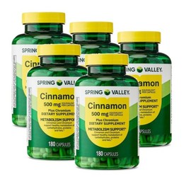 Spring Valley Cinnamon 500mg Plus Chromium Capsules Spring Valley Cinnamon Chromium, 5 units, 180 tablets / 스프링밸리 시나몬 500mg 플러스 크롬 캡슐 Spring Valley Cinnamon Chromium, 5개, 180정