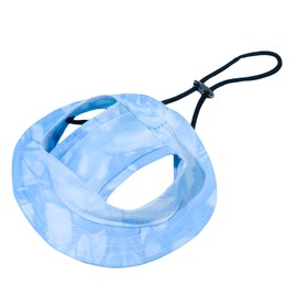 Cat Bucket hat, Dog Round Cap with Ear Holes, Adjustable Sun Protection Sport hat for Small and Medium-Sized Pets. (Blue, L)