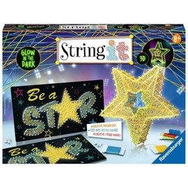 Ravensburger 18052 String it Maxi: 3D Stars-Glow in The Dark Playset, Yellow