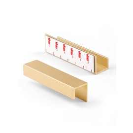 JIASENBAO 10 Pack Adhesive Cabinet Handles Gold 3-9/16" Length(Cover 3" Hole Center) Finger Pulls Stick on Cabinet Pulls Decorative Kitchen Drawer Dresser Cupboard Bathroom Vanity Cabinet Hardware