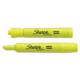 Sharpie Highlighter Smear Guard, Accent Tank, Yellow, 12-Count