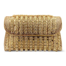 DEEVORCA Damen Umhängetasche Stilvoll Schultertasche Mit Diamanten Besetzt Klappe Design Einkaufen Reisen Urlaub Frauen Crossbody Tasche Wasserdicht PU Gold