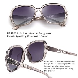 FEISEDY Trendy Polarised Sunglasses Womens UV400 Oversized Driving Ladies Sunglasses Sparkling Composite Shiny Frame B2289