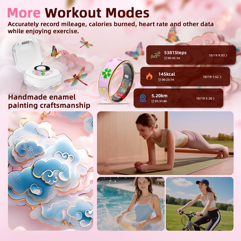 Govllfoz Smart Rings, Ceramic Ring, Enamel Rings, for Women and