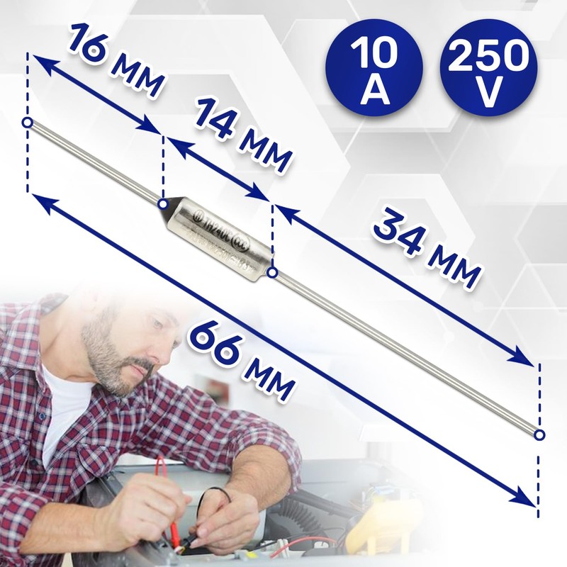 Thermal fuse is designed for temperatures up to 240 °C.