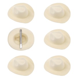 ASUNFO 6 Pcs Mini Cowboy Hats Hair Clips Mini Small Miniature Western Cowboy Cowgirl Felt Hats Clip Hair Accessories for Party Decor Beige 3.94 Inch