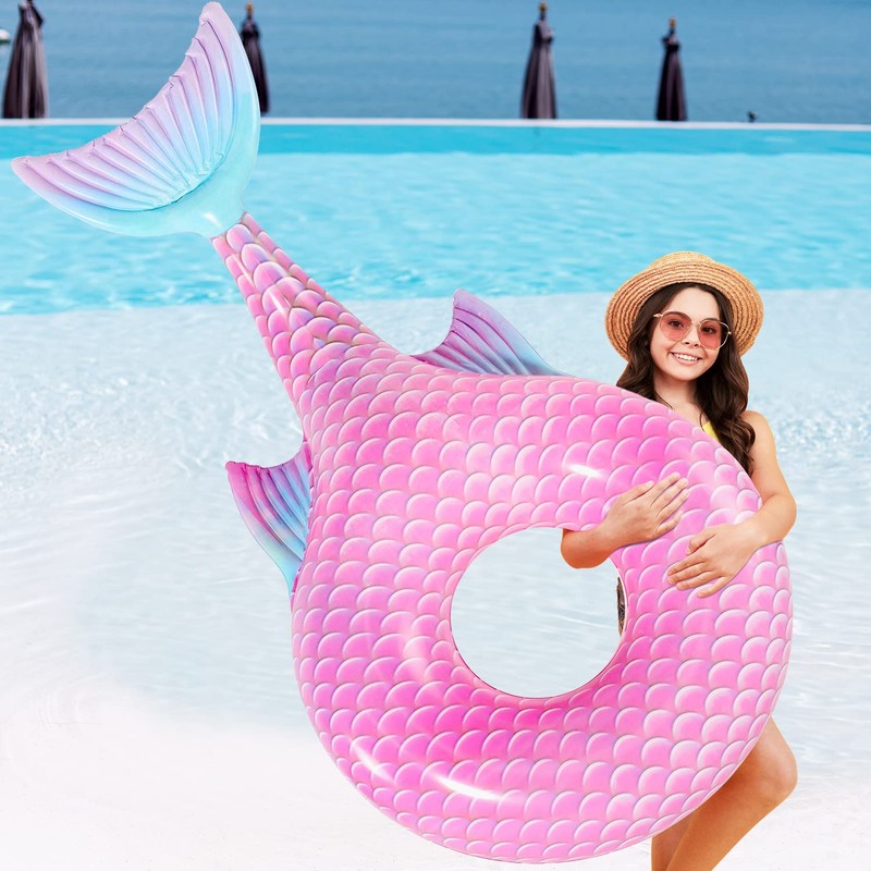SPERPAND Inflatable Mermaid Pool Floats, Big Swimming Pool Tubes Mermaid