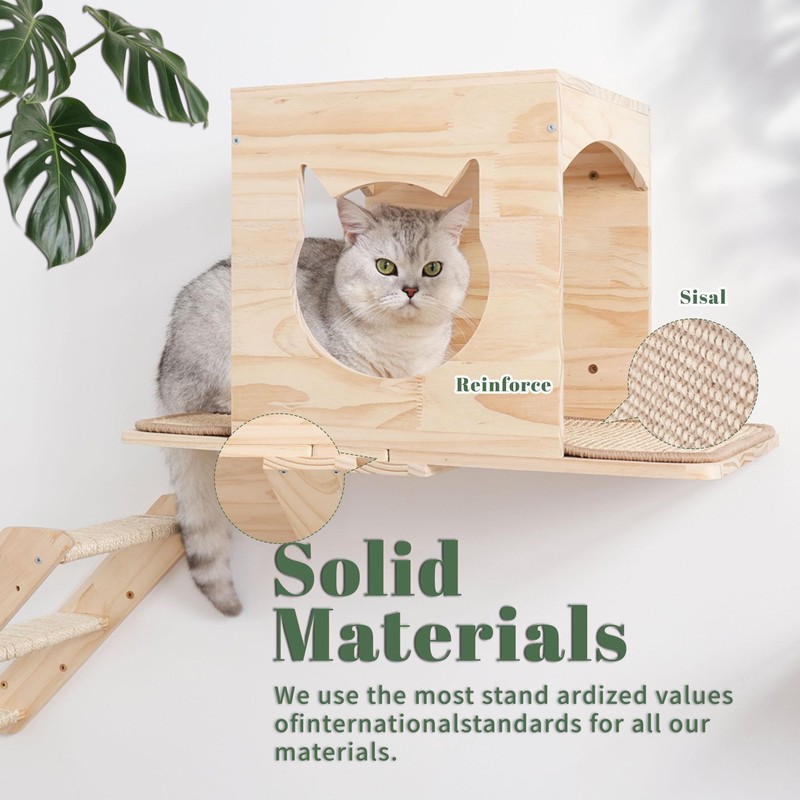 MIUZMORE Cat Wall Shelves Set - Wall Mounted Cat Furniture