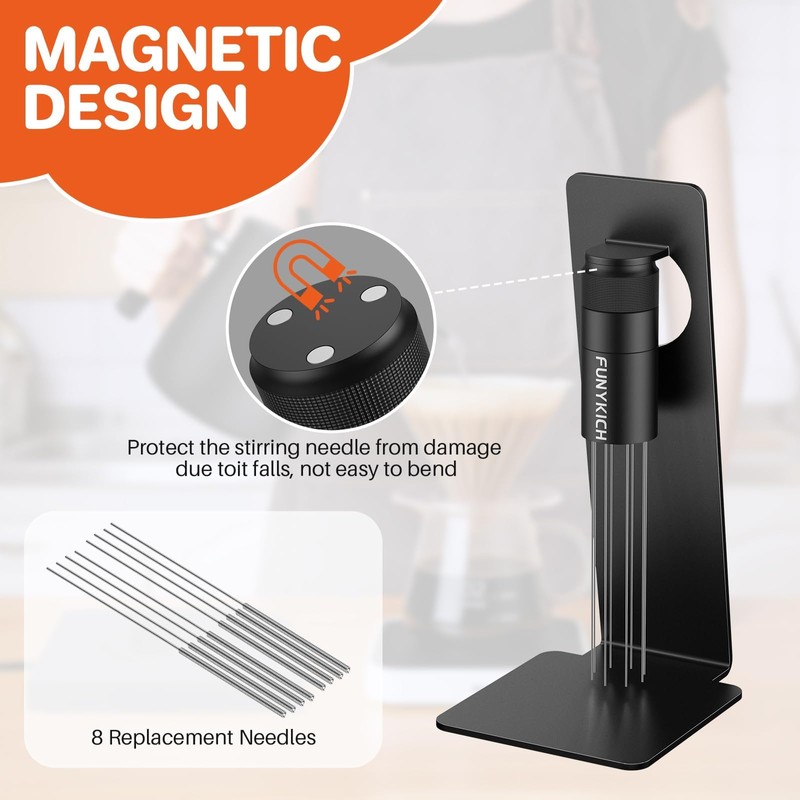 FUNYKICH WDT Tool Espresso Distribution Tool with Magnetic Stand for