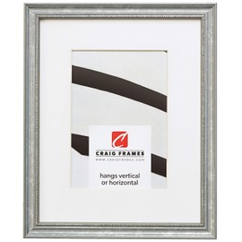 Craig Frames 314SI 8.5 x 11 Inch Ornate Silver Picture Frame Matted to Display a 6 x 9 Inch Photo
