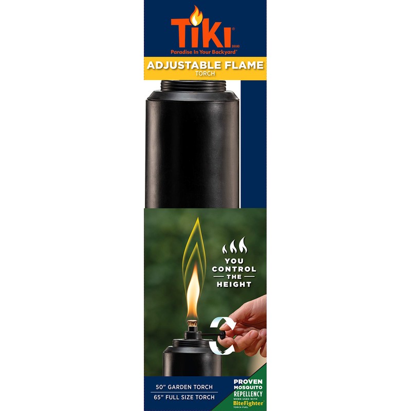 TIKI Adjustable Flame Resin Torch – Black Decorative Outdoor Lighting