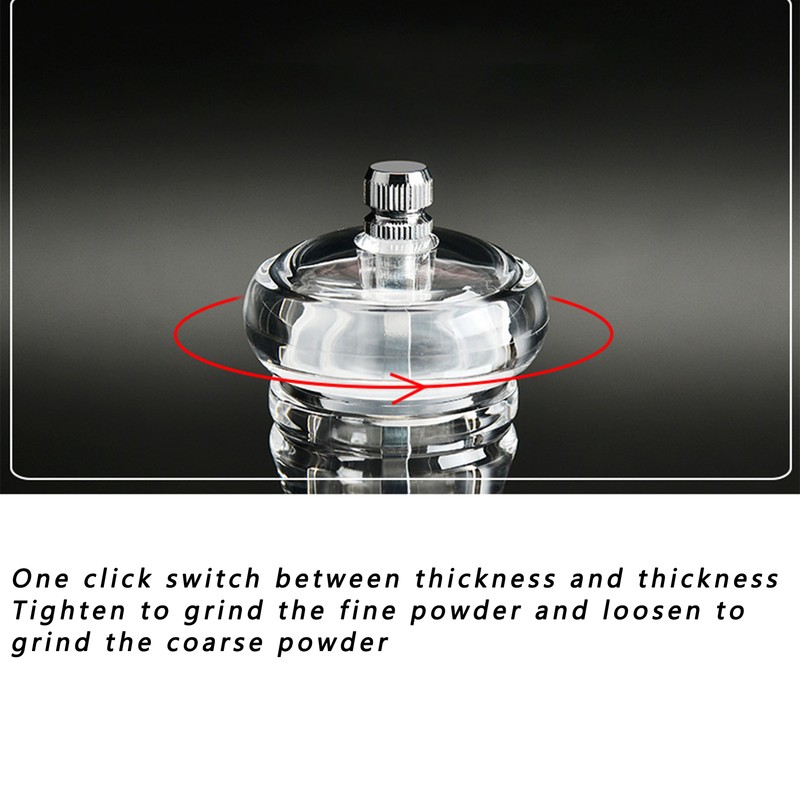 2Pcs Acrylic Manual Grinder Transparent Pepper Salt Mill Spice Jar