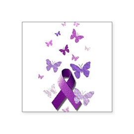CafePress Purple Awareness Ribbon Square Sticker 3 X 3 Square Bumper Sticker Car Decal