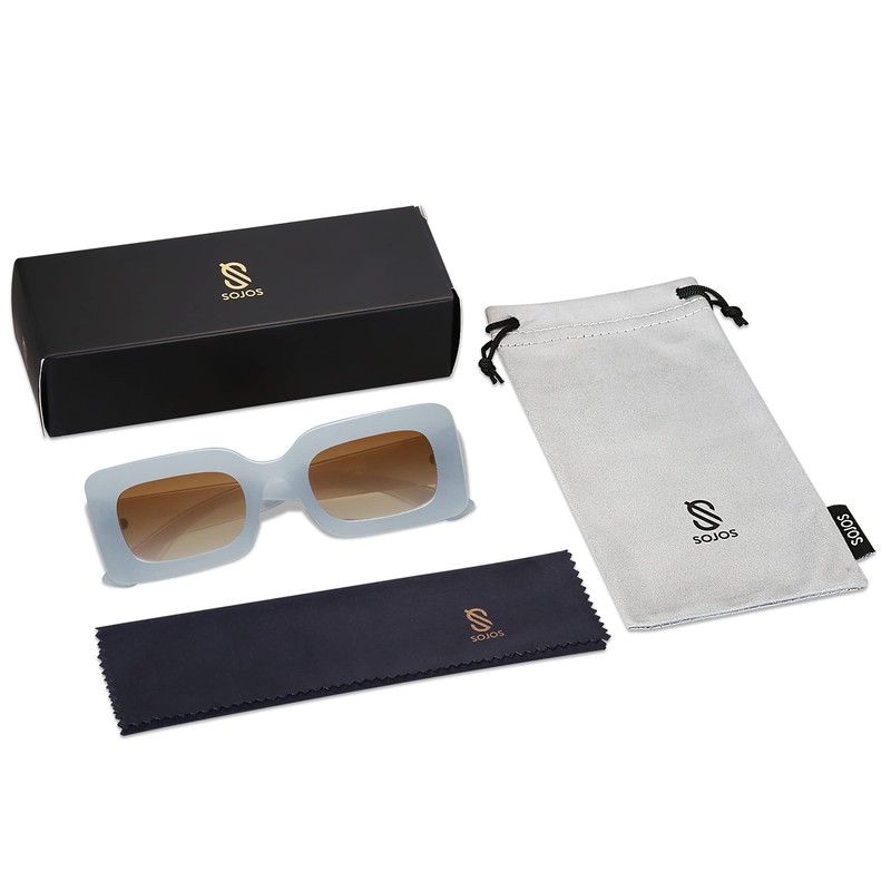 SOJOS SJ2160 Women's Retro Vintage Stylish Colourful Rectangular Sunglasses Festival