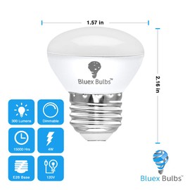 4 Pack R14 LED Bulb 4W E26 Base Mini Reflector Floodlight Light Bulb Dimmable 4000K Cool White - 40W Equivalent - Mini Light Bulbs, Short Light Bulbs, Curio Cabinet Light Bulb, R14 Bulb Flood Light