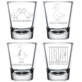 MIP Set of 4 Shot Glasses 1.75oz Shot Glass Gift Funny Goose Collection