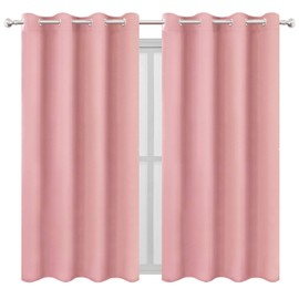 LEMOMO Blackout Curtains 52 x 63 inch/Pink Curtains Set of 2 Panels/Thermal Insulated Room Darkening Bedroom Curtains