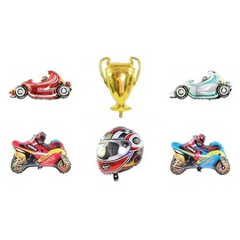 Race Car Balloons Motorcycle Balloons Car Racing Party Decorations for Birthday Parties, Car Racing Party Decorations, Motorcycle Helmet Foil Balloons