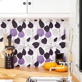 White Purple Leaf Wallpaper Peel and Stick Floral Contact Paper Leaves Wall Paper 17.4" x 118" Waterproof Self-Adhesive Wall Covering for Bedroom Countertop Desk Cabinets Decor Renter Friendly