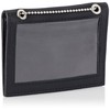 HIIERO ID Card Holder Oval Window Leather with Metal Chain