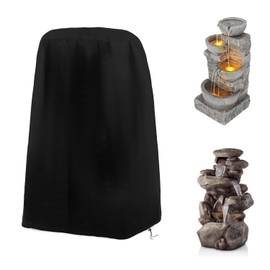 Garden Fountain Cover Waterproof Outdoor Fountain Cover with String Hem Heavy Duty 420D Fountain Statue Protective Cover (23 x 18 x 40 inch)