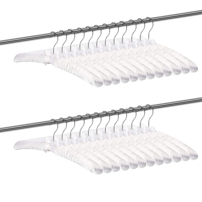 Jetec 24 Pieces Satin Padded Hangers with 360° Swiveling Hook
