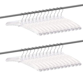 Jetec 24 Pieces Satin Padded Hangers with 360° Swiveling Hook Sponge Shoulder Pads Hanger for Coat, Sweaters, Blouse, Wedding Dress, Women Cloths (White)