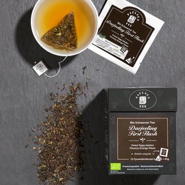 Organic Darjeeling First Flush 15 x 3 g, Individually Enveloped, Paulsen Tea Black Tea in Pyramid Bag - Organic, Residue Controlled & Certified