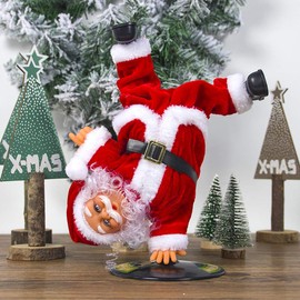 ITODA Dancing Singing Santa Claus Electric Red Santa Christmas Figurine Handstand Rotating Street Dance Singing Christmas Doll Music Toy Gift Decoration
