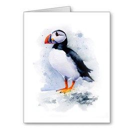 DJ Rogers Fine Art Puffin - Set of 10 Bird Note Cards With Envelopes