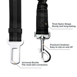 Toozey Dog Seat Belt for Car- Dog Car Harness with Elastic Shock Absorption and Strong Carabiner - Adjustable - Highest Safety for All Dog Breeds and Cats - 1 PCS