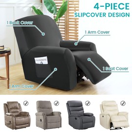 jianyana Stretchhusse für Relaxsessel Sesselschoner 4/6/8-Teilig, Samt Stretchbezüge für Relaxsessel, Elastischem Stoff Kompletten Schutzhülle Sesselbezug