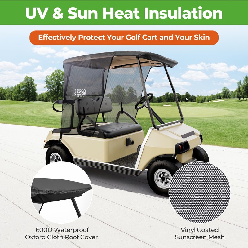 10L0L Golf Cart Sun Shade Cover for Club Car DS