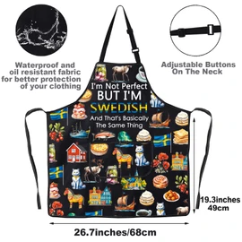 JNIAP Swedish Chef Apron Sweden Kitchen Gifts Swedish Cooking Apron Sweden Lover Gifts, Swedish Ap, Large