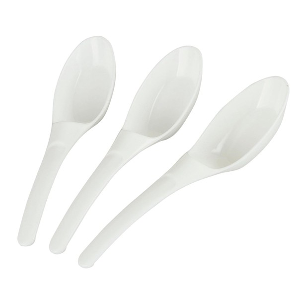 KAI KAI KITCHEN DH8114 Convenient Soup Scooping Spoons, Set of 3, Non-Slip, Includes Stopper, Dishwasher Safe, White, Made in Japan