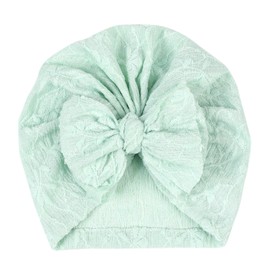 Qiansail Baby Girl Bowknot Turban Big Bow Hat for Toddler Lace Head Wrap Breathable Beanie Kids Cap (Green, One Size)