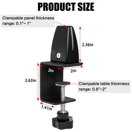 Desk Partition Clamp,Metal Clip For Desktop Divider,Sneeze Guard Holder On Desk,Adjustable Desk Divider Support Clamps For 0.1 to 1 Inch Thick Panels,4-Pack,Black