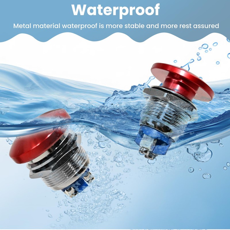Red Mushroom Head Momentary Push Button Switch (16mm)