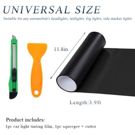 Ohleats Car Light Tint Film, 11.8" × 47.2" Self-Adhesive Auto Light Wrap Film Roll with Cutter, Waterproof Vinyl Film Sticker for Fog Light Tail Light Headlight, Car Accessories (Matte Black)