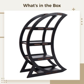 Epicover Moon Phase Crystal Display Shelf, Black Wooden Crescent Organizer Stand, Decorative Tiered Storage Rack for Healing Stones, Crystals, Minerals, Home Decor Collectibles