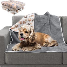 HYLYUN Pack of 2 Waterproof Dog Blankets Washable Dog Blankets for Bed Couch Sofa Protector Fleece Blanket Soft Plush Reversible Blanket for Small Medium Dogs Puppies Cats