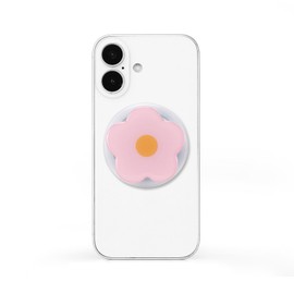 Magnetic Phone Grip Collapsible Cute Floral Series Hold Phone Grip Stand Include Adapter Ring for Smartphone Tablet Cell Phone Accessory Compatible with Magsafe Phone (Pink)
