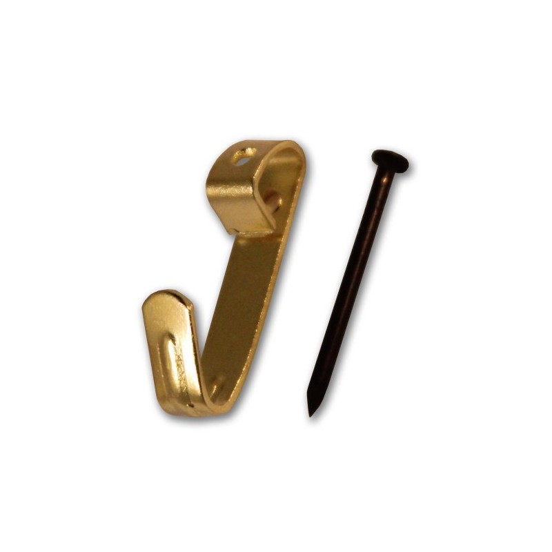 Electro Brassed Single Picture Hook with Pin - Small (Pack