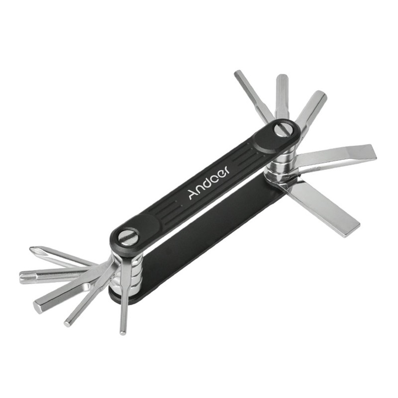 Andoer 10-in-1 Photographer Foldable Wrench Pocket Multitool Set Folding Screwdriver