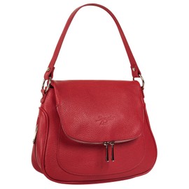 Samantha Look Women's Genuine Leather Shoulder Bag, Made in Italy, Business Crossbody Elegant Handbag with Expandable Compartment, 021680, red