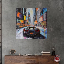 Notoriart Blast The Speakers Gallery Wrapped Car 1 Piece Canvas Wall Art, 40" x 40", Gallery Wrapped